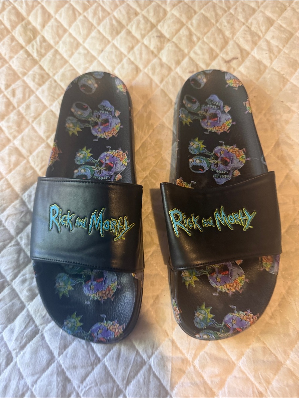 Rick and Morty Black Graphic Slide Sandals
